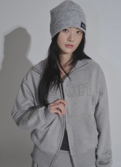 【代購】ASON BAY SWEAT ZIP-UP 立領雙拉鍊外套 立領 拉鍊 兩色 黑色 淺灰