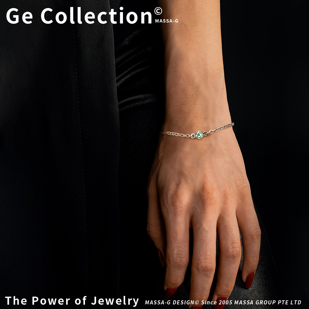 MASSA-G【星之光】誕生石金屬鍺錠白鋼水晶手鍊
