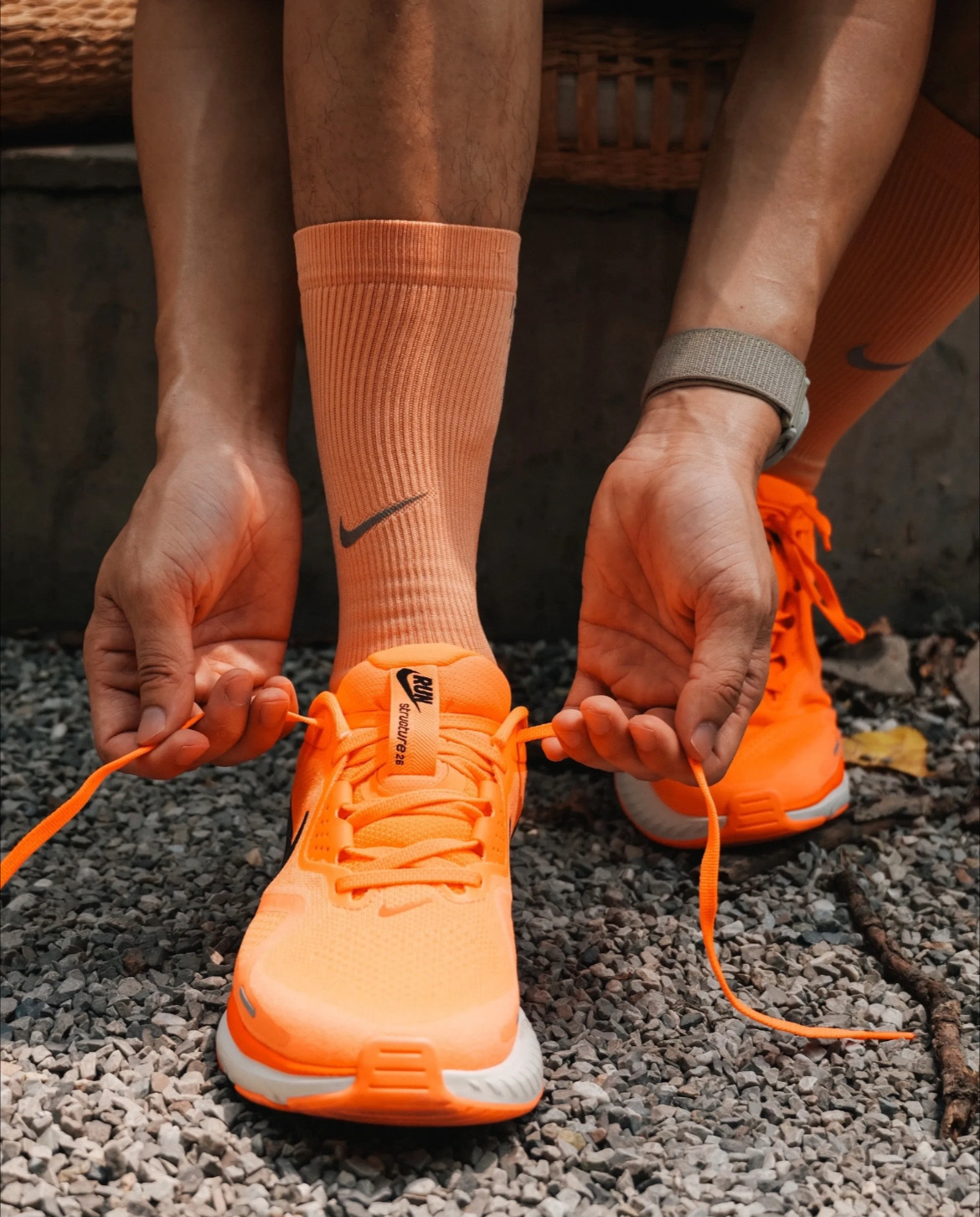 男鞋 NIKE STRUCTURE 26 橘色 緩震 網布 透氣 支撐 慢跑 運動鞋【HJ1102-800】