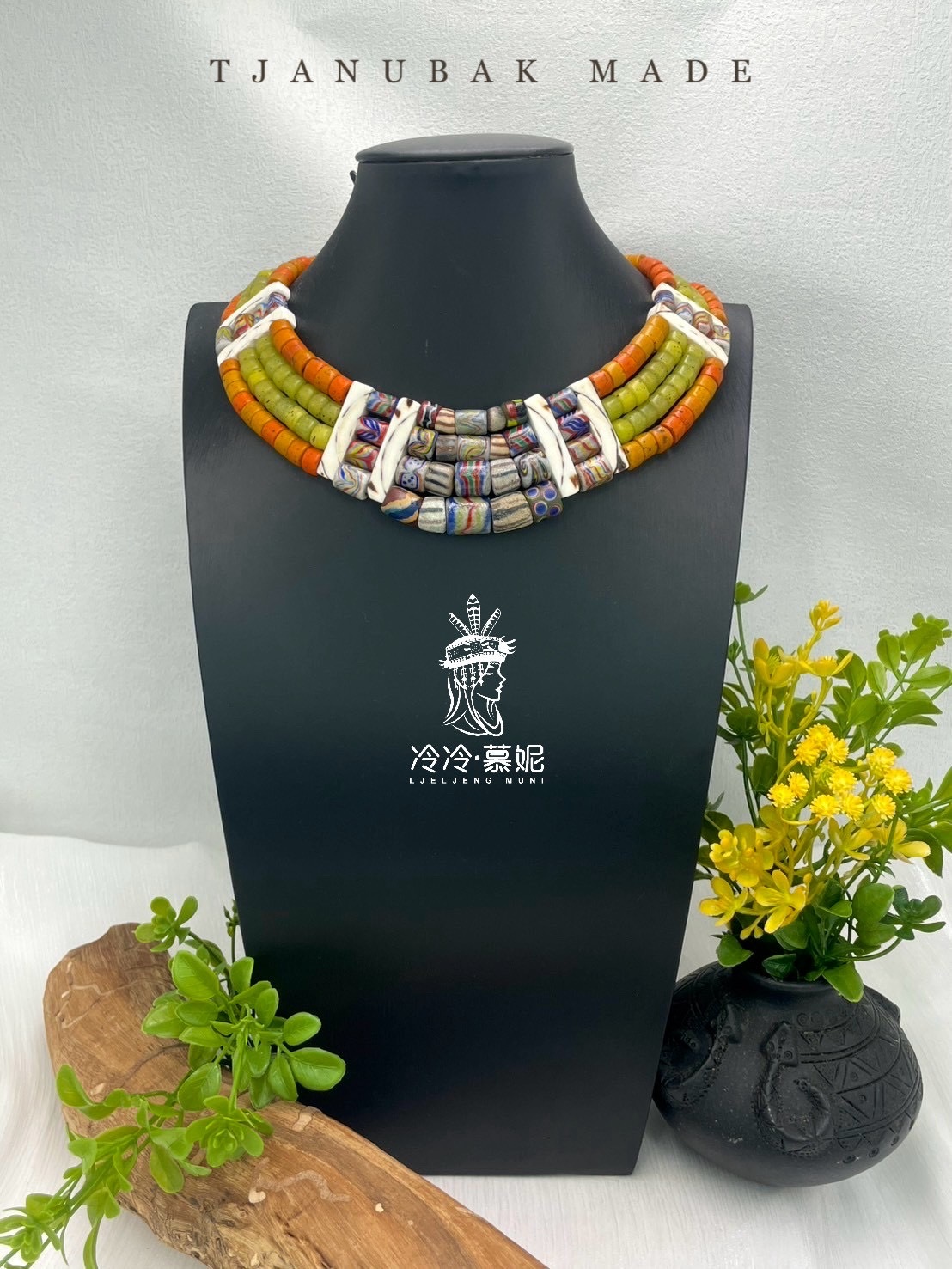 W-No.77傳統花珠四排頸鍊35cm