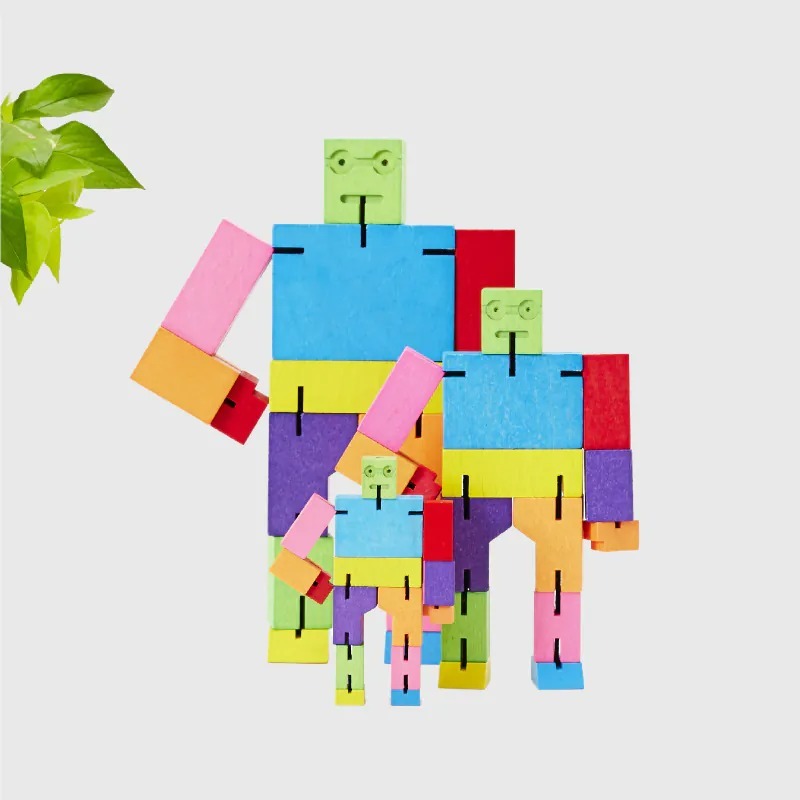 Cubebot 酷比人【酷炫彩三件組】木製變形積木機器人(迷你+小型+中型)