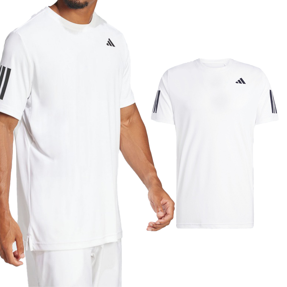 Adidas Club 3Str Tee 男款 白色 舒爽 吸濕 排汗 慢跑 休閒 運動 短袖 JE0413