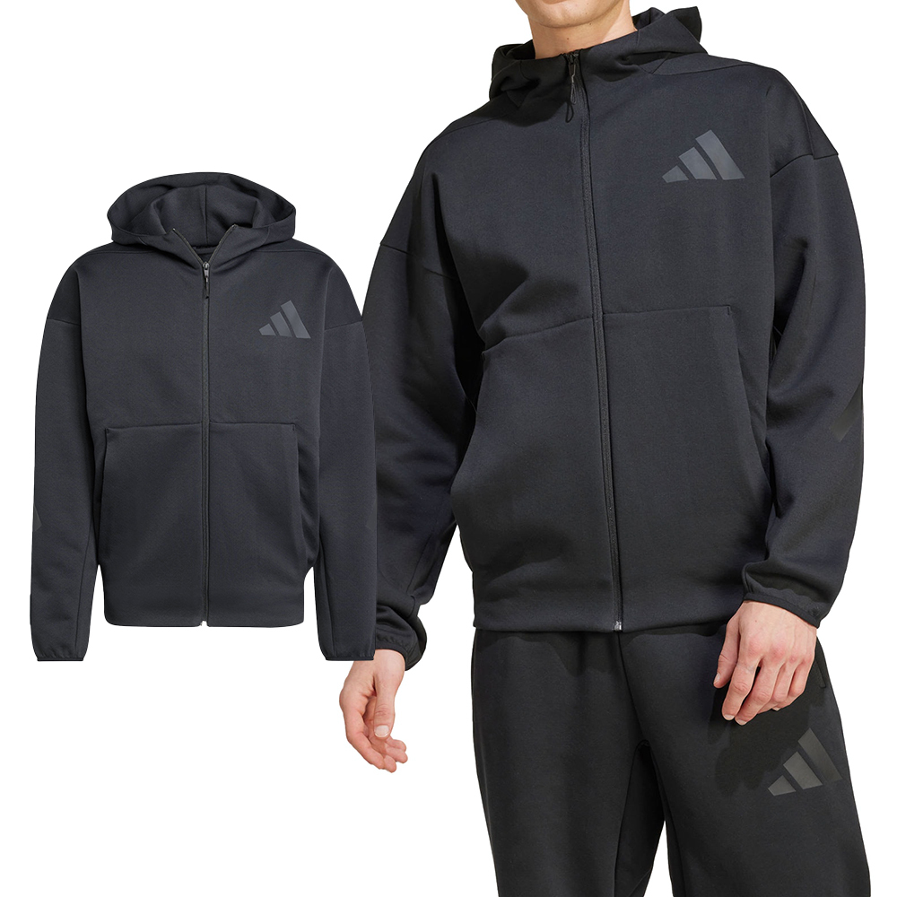 Adidas M Z.N.E. Fz 男款 黑色 口袋 連帽 夾克 休閒 運動 外套 JE7538