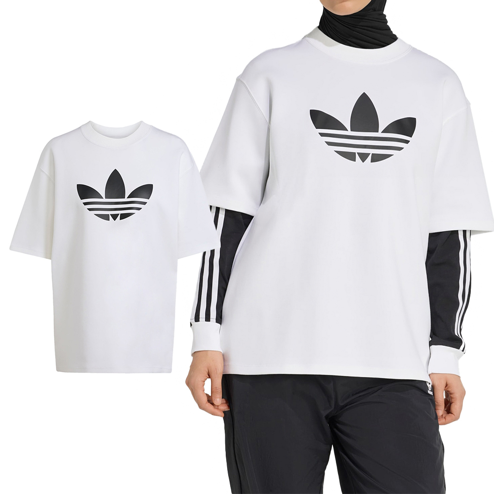 Adidas Spacer Trf Tee 女款 白色 寬鬆 三葉草 T恤 休閒 運動 短袖 JV7226