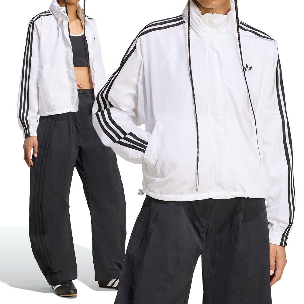 Adidas 3S Windbreaker 女款 白色 立領 防風 夾克 休閒 運動 外套 JX1450