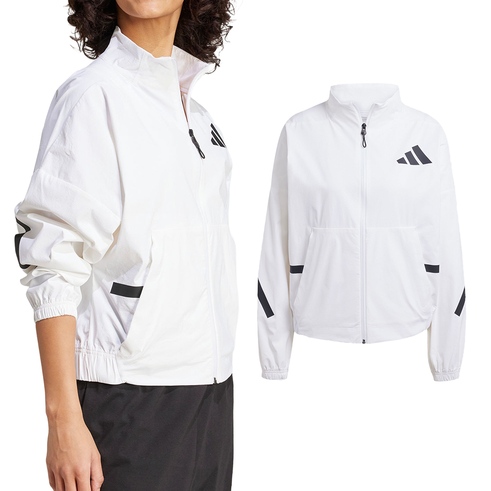 Adidas W Z.N.E. Wv Tt 女款 白色 寬鬆 涼爽 防曬 立領 休閒 運動 外套 JW1754