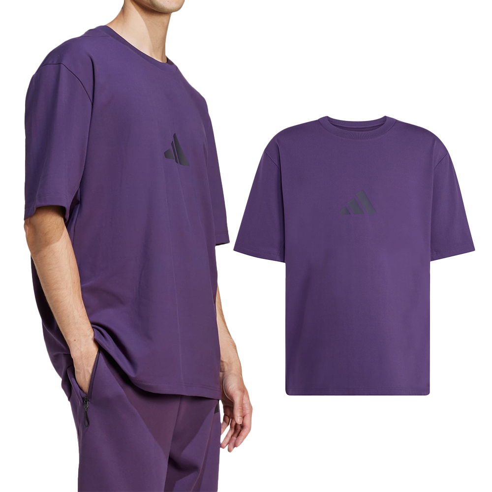 Adidas M Z.N.E. Tee Lo 男款 紫色 寬鬆 圓領 休閒 運動 短袖 JW4783