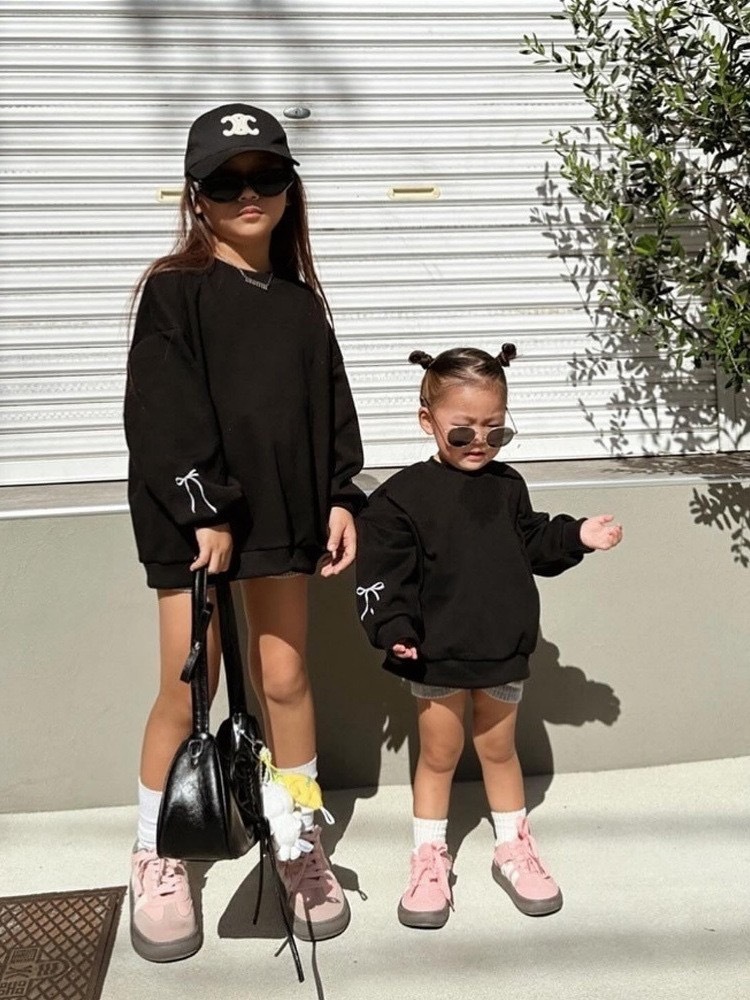 親子裝_刺繡蝴蝶結大學上衣