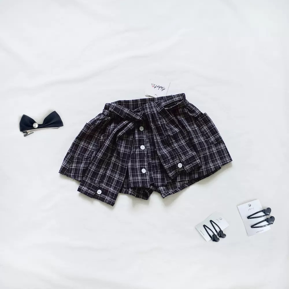 漂亮高腰格子裙褲