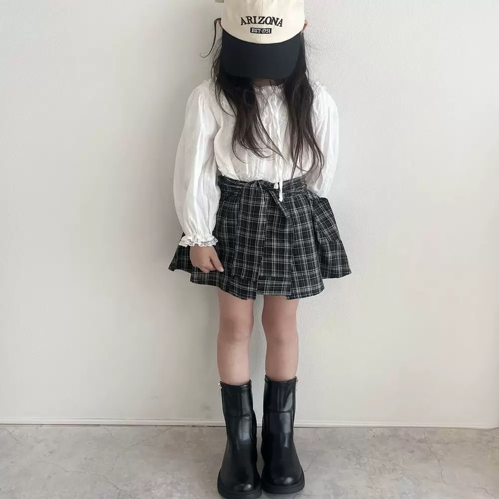 漂亮高腰格子裙褲