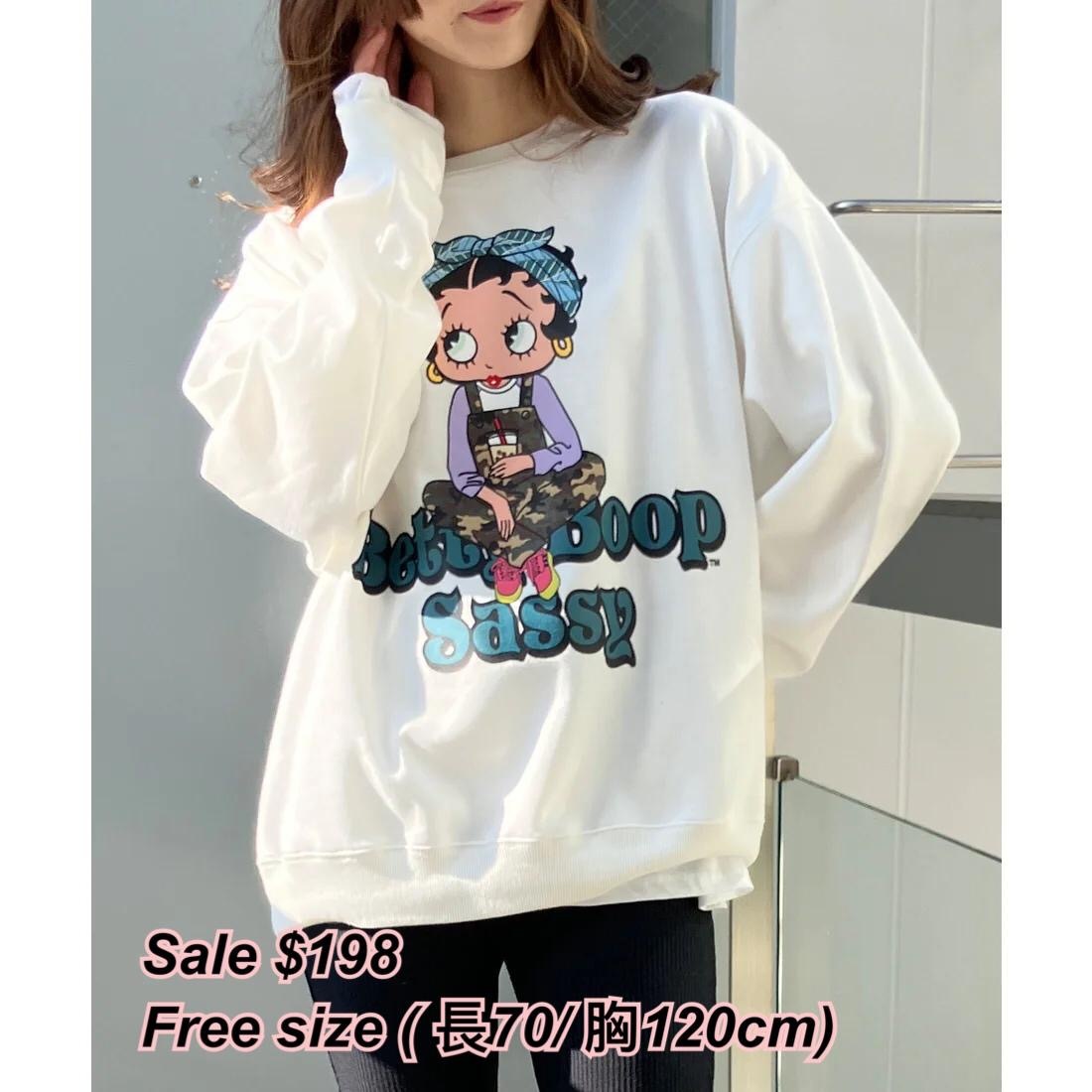 23/09 Angel blue / Betty Boop 戴頭巾Betty Boop圖案長袖衛衣