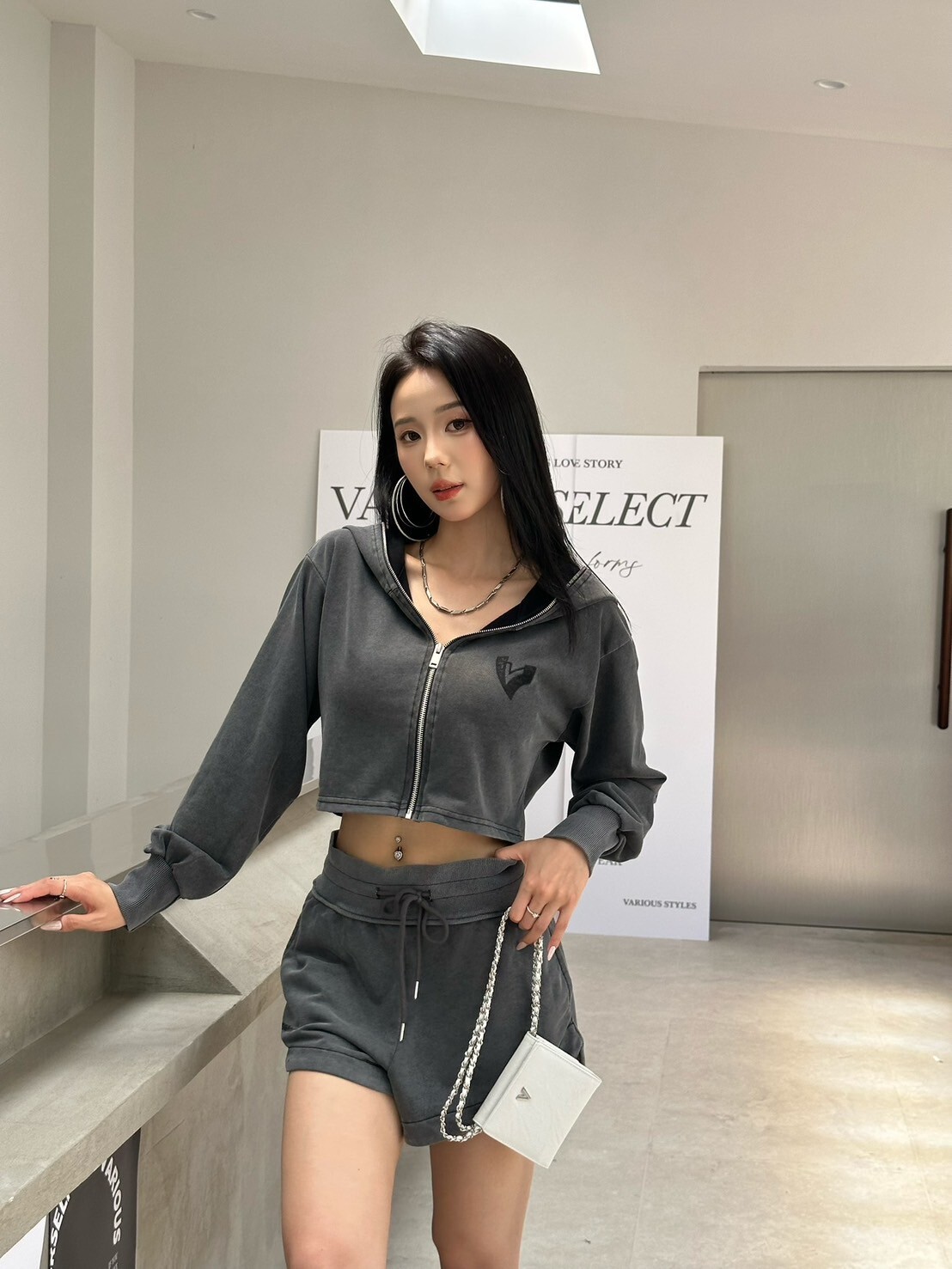 灰影街感’Grey—灰色洗水短版套裝