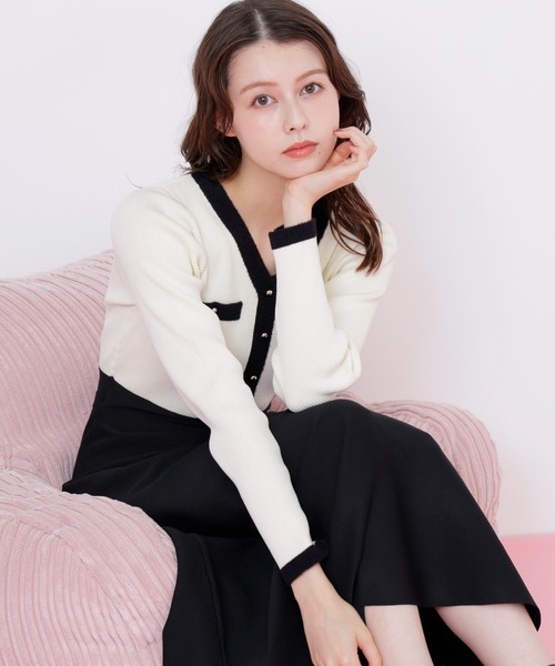 [預購] JILL by JILL STUART 配色拼接針織洋裝