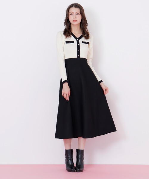 [預購] JILL by JILL STUART 配色拼接針織洋裝