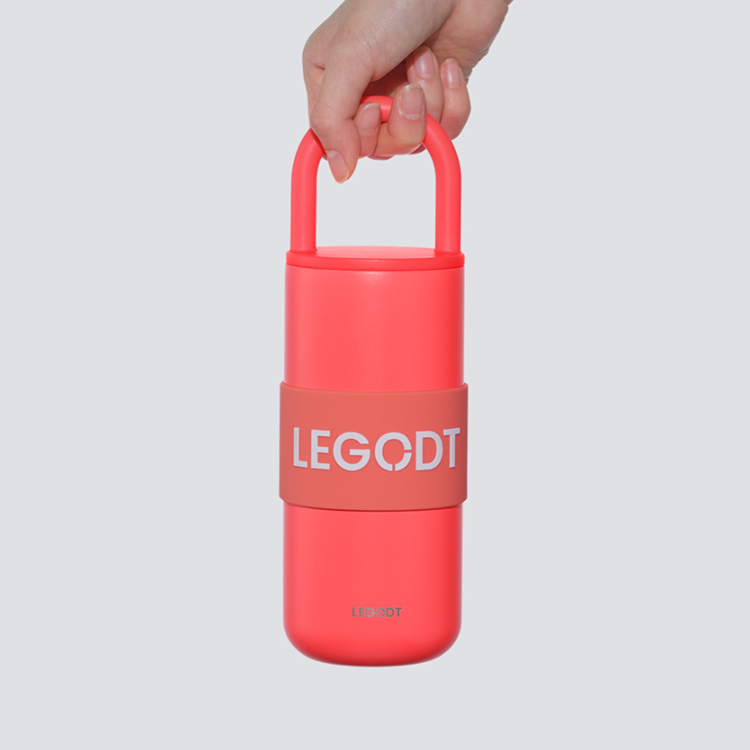 韓國 LEGODT 多巴胺繽紛提把保溫瓶 standard 600ml 珊瑚橘