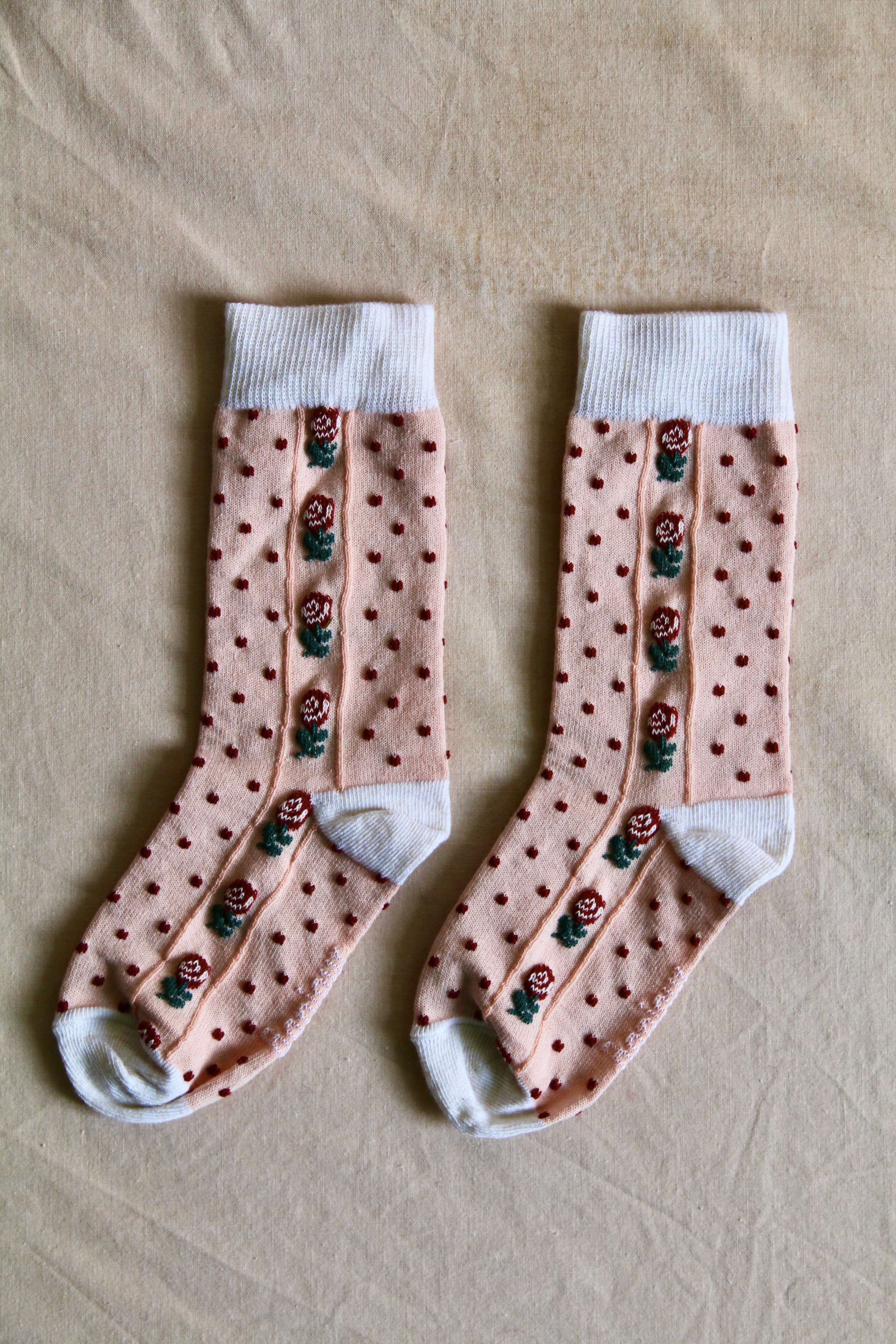 BONJOUR DIARY 森林小花襪Dots/flowers socks pink