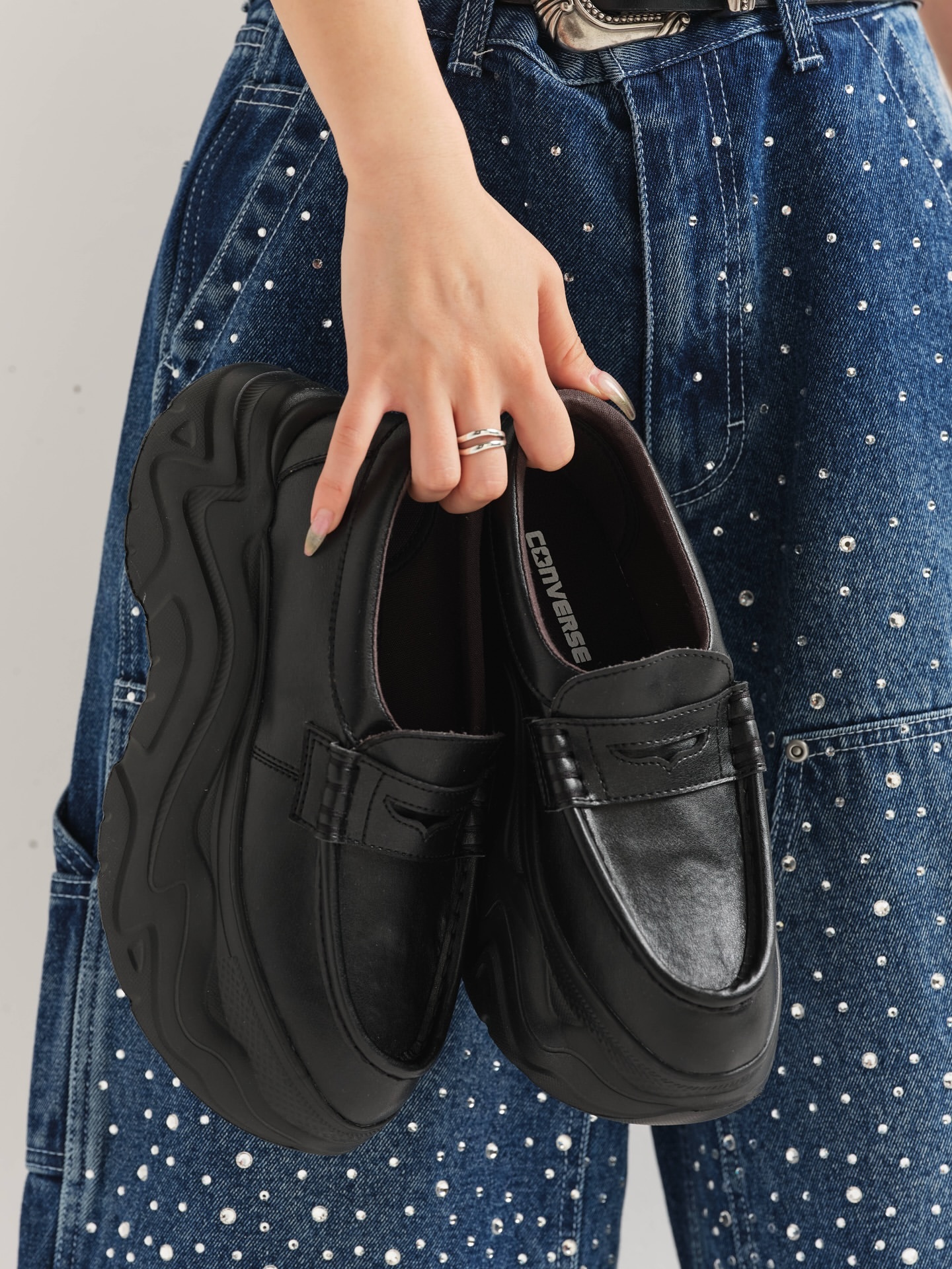 預購┃CONVERSE ALL STAR CITYHIKE LOAFER 輕量化 厚底 增高 樂福鞋 全黑