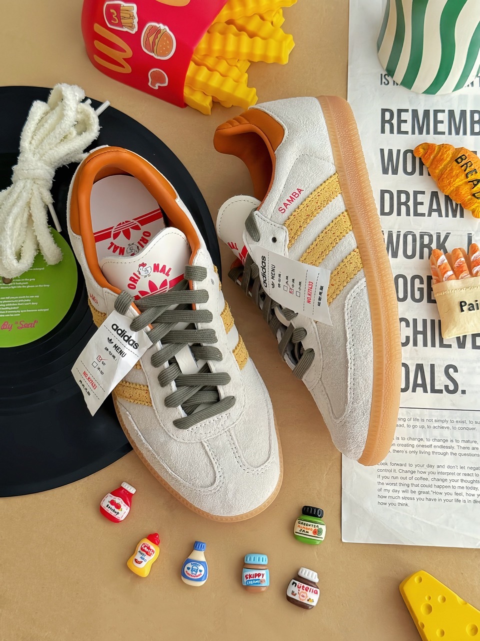 TAIPEI 台式炸雞排 X ADIDAS SAMBA OG 奶黃色 橘色 米灰 奶油灰 焦糖底 男女鞋 KI7433 / 調貨