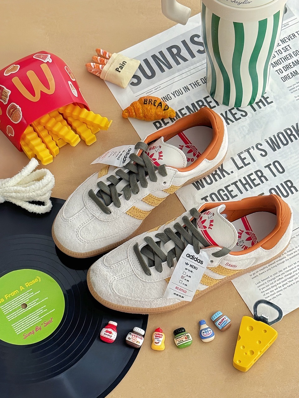 TAIPEI 台式炸雞排 X ADIDAS SAMBA OG 奶黃色 橘色 米灰 奶油灰 焦糖底 男女鞋 KI7433 / 調貨
