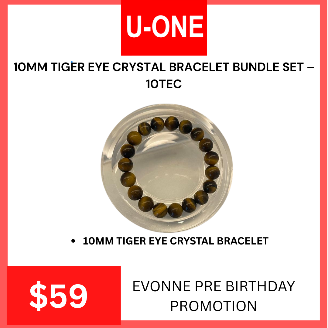 EVONNE PRE BIRTHDAY 10MM TIGER EYE CRYSTAL BRACELET BUNDLE SET  – 10TEC