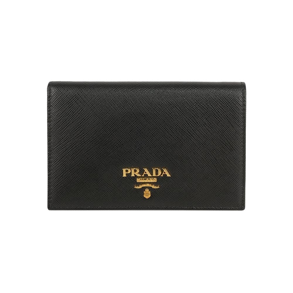 【Prada】浮雕Logo 防刮皮革護照夾/中夾(黑色)
