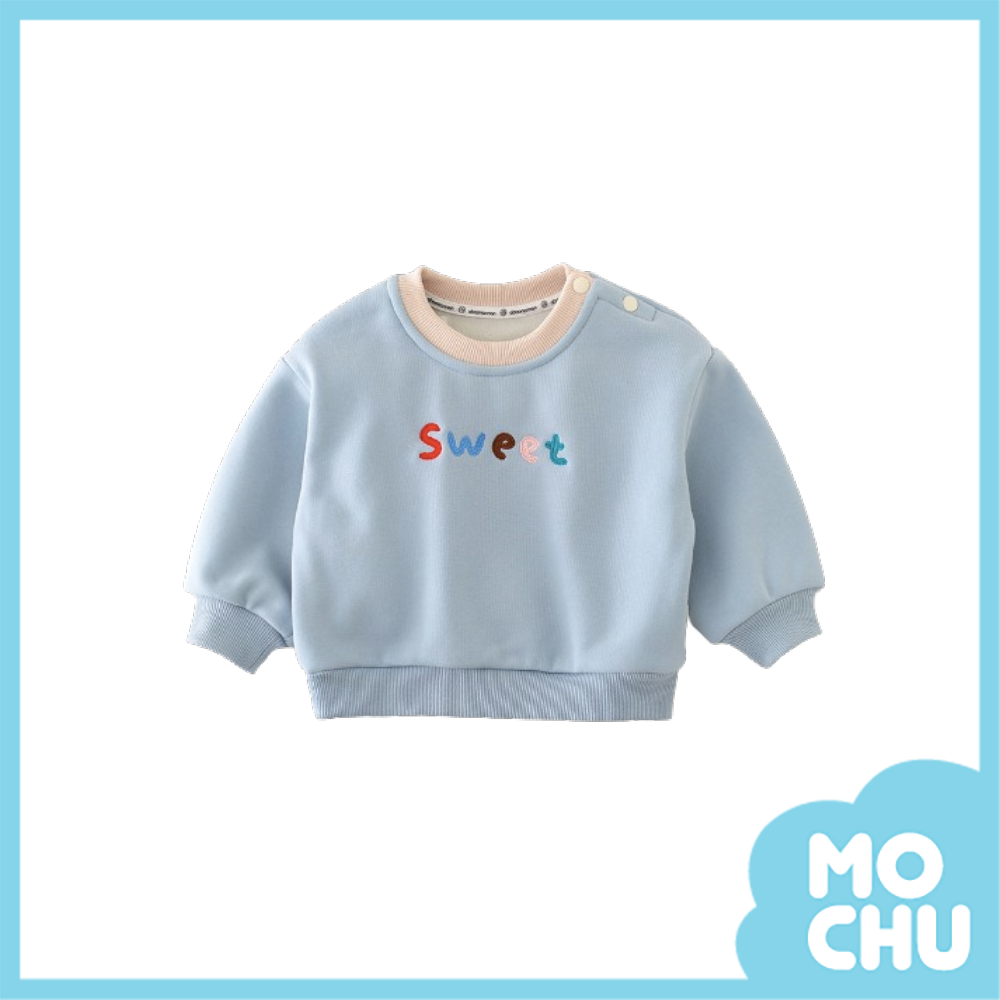 sweet繡字加絨長袖上衣