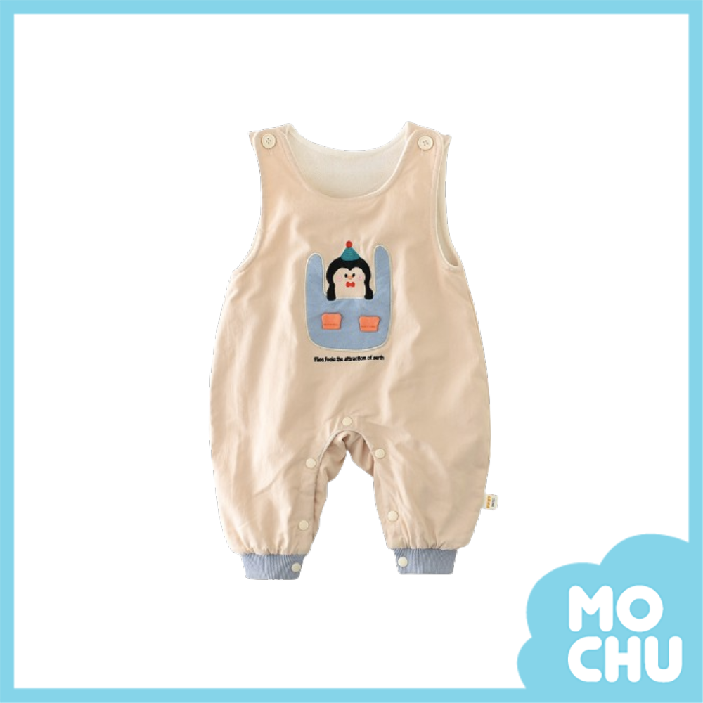 企鵝戴帽加絨無袖連身衣