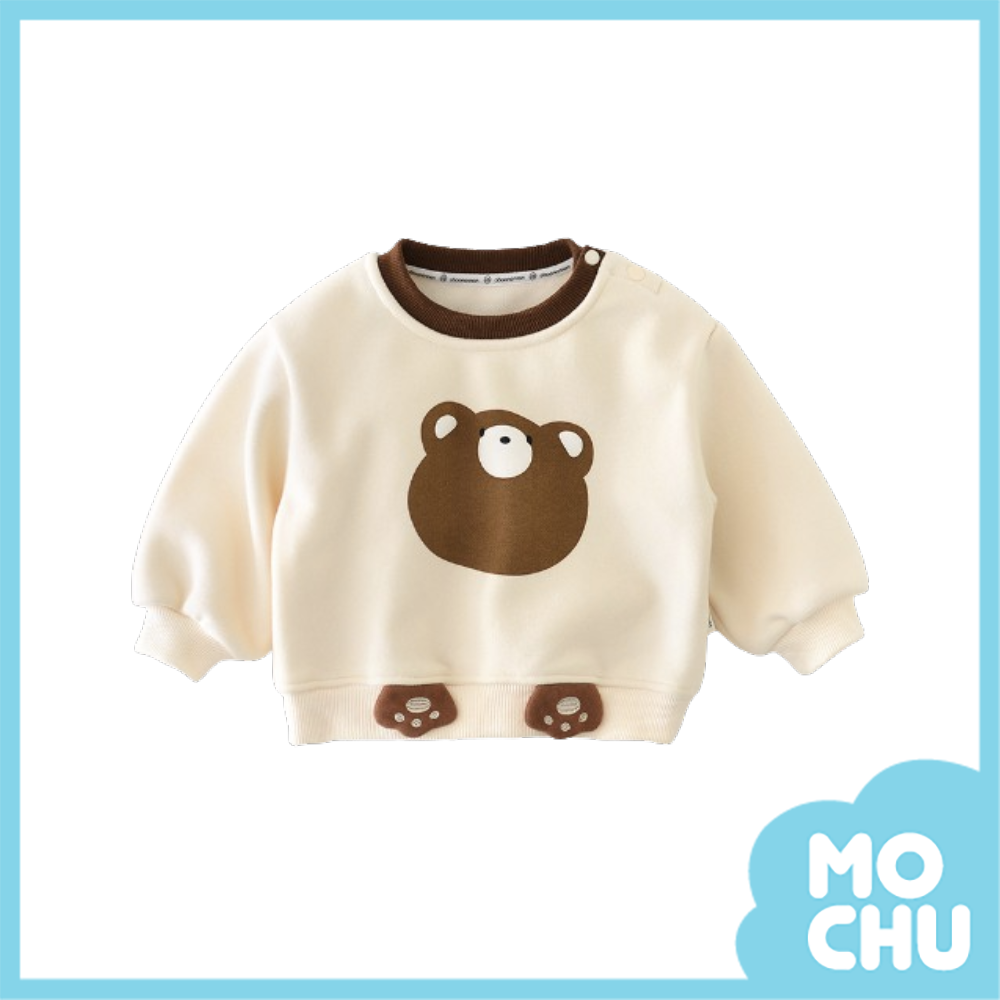 小熊向上看加絨長袖上衣