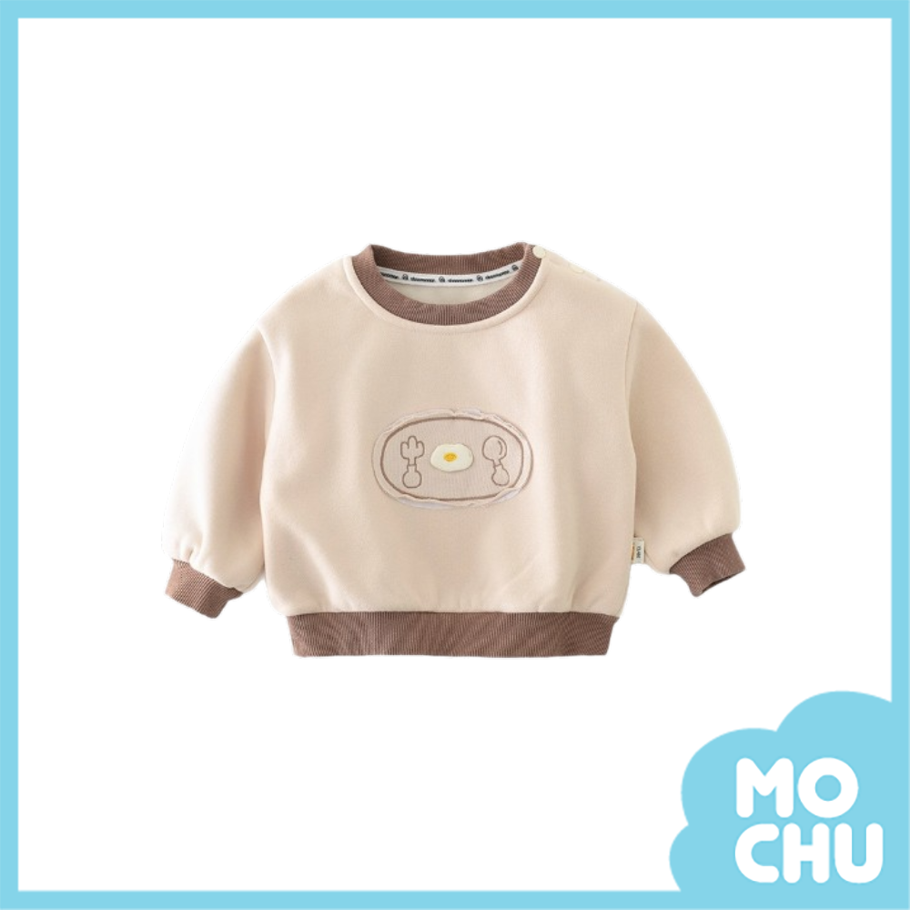 煎蛋盤加絨長袖上衣