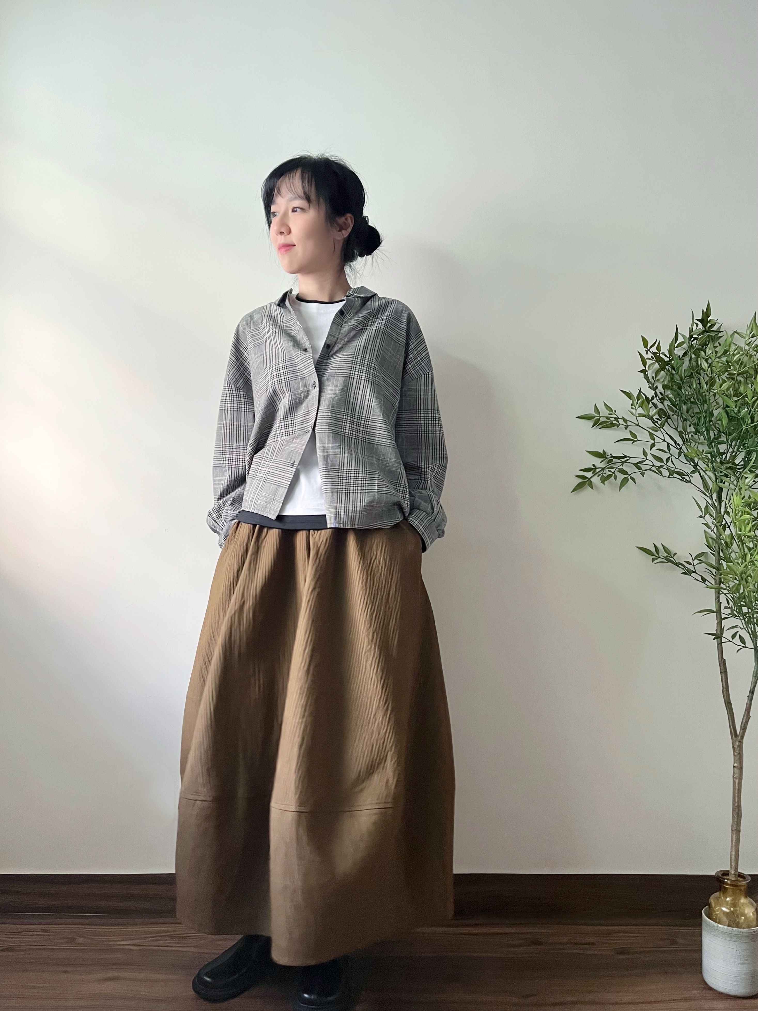 🌿皺褶 燈籠裙