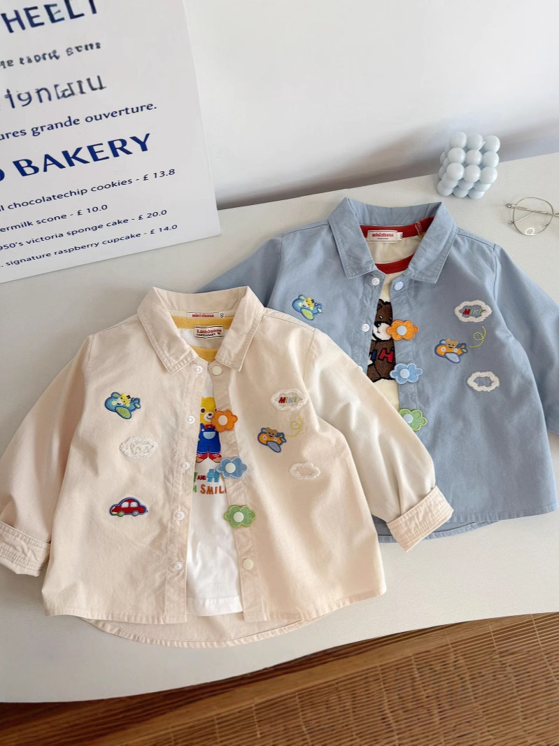 《1947》雲朵鈕扣飛機刺繡襯衫 (80-130)