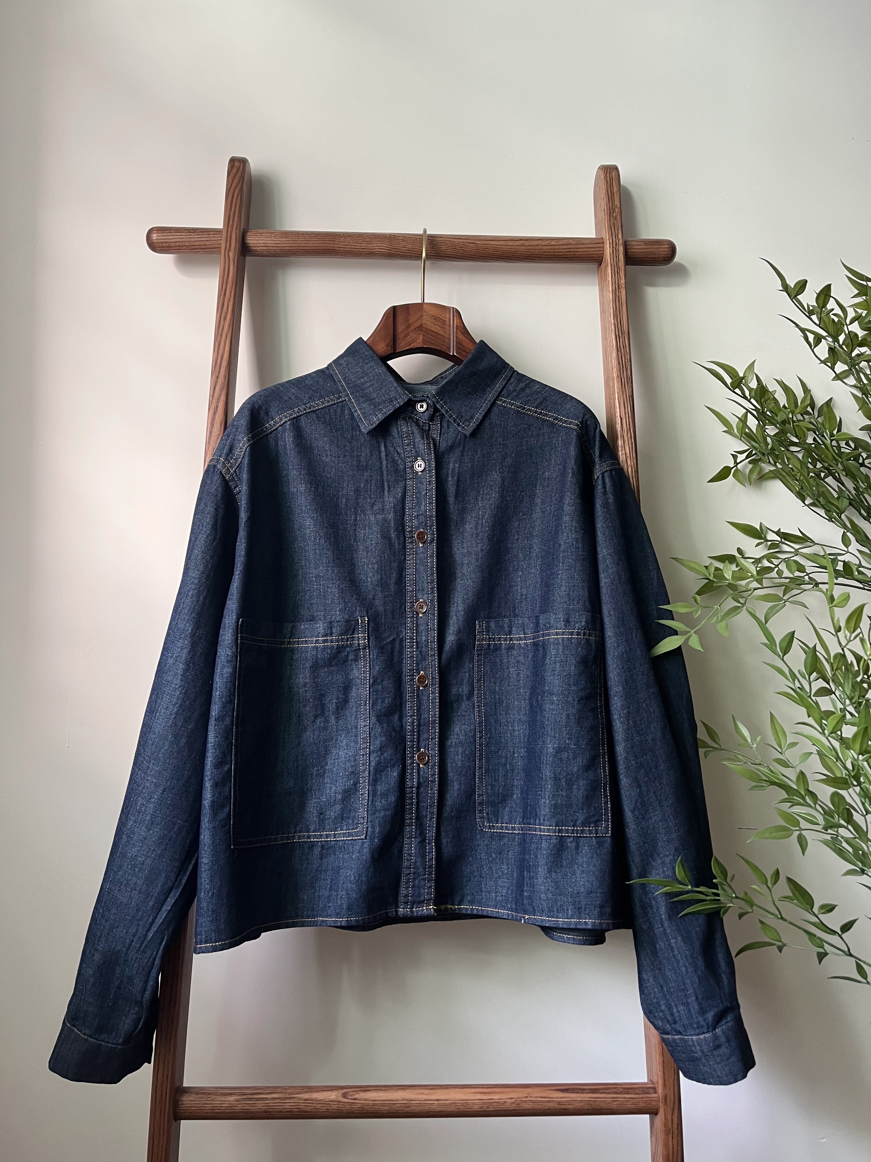🌿大口袋 深藍牛仔恤