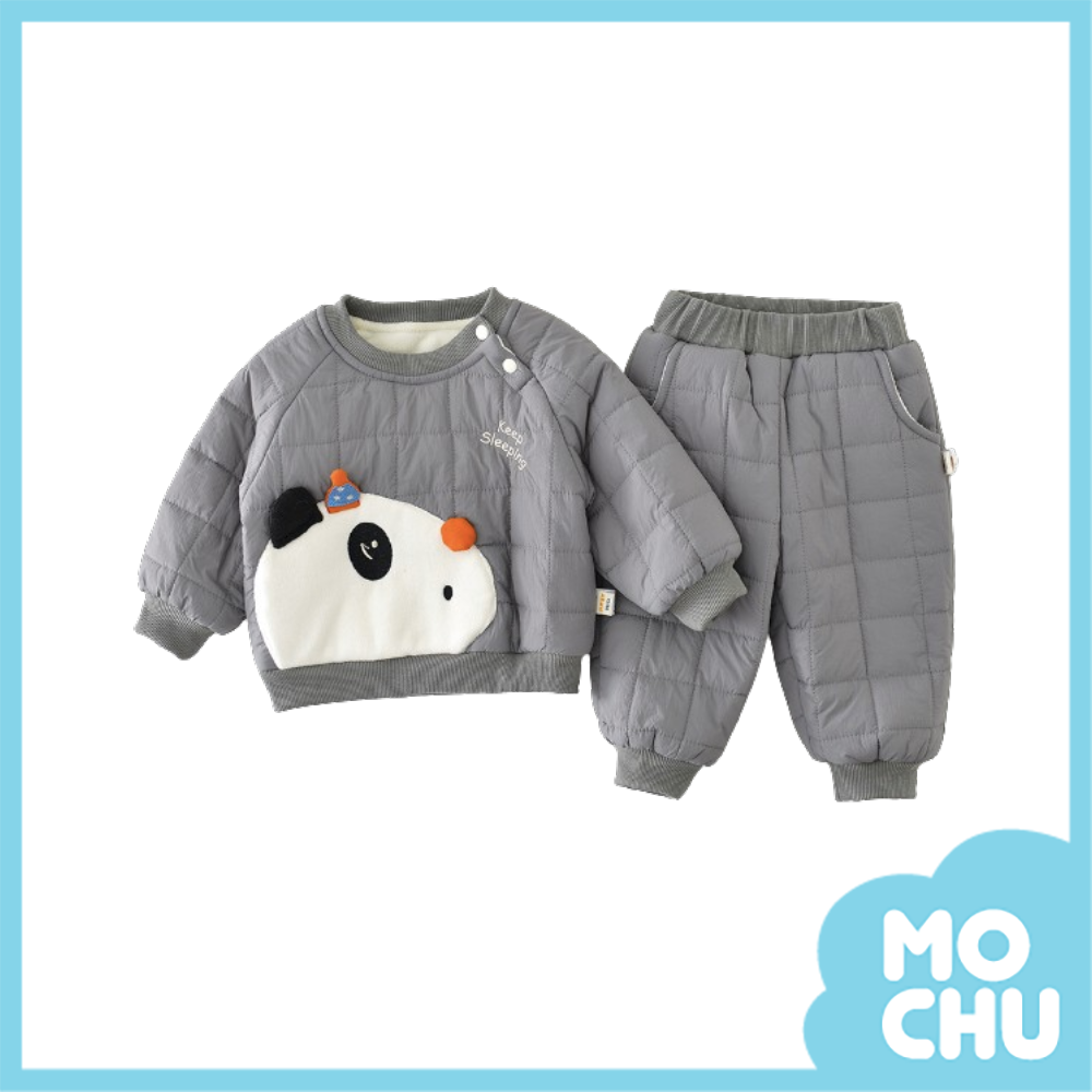 聖誕帽熊貓加絨長袖套裝