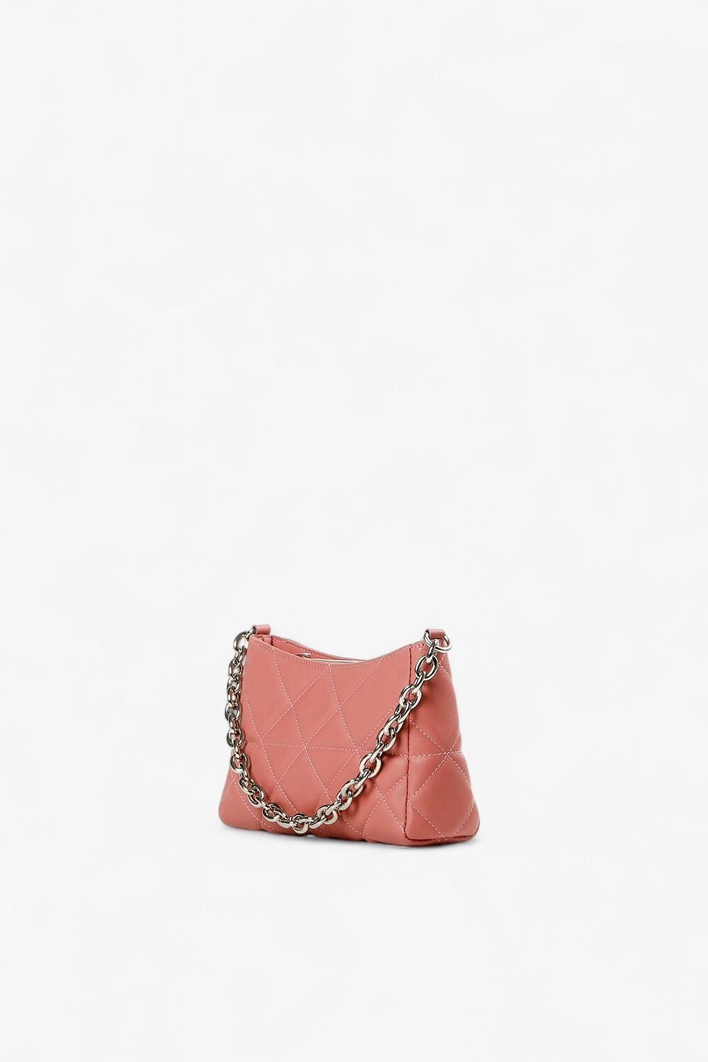 Quilt 格紋鍊條小方包 藕粉