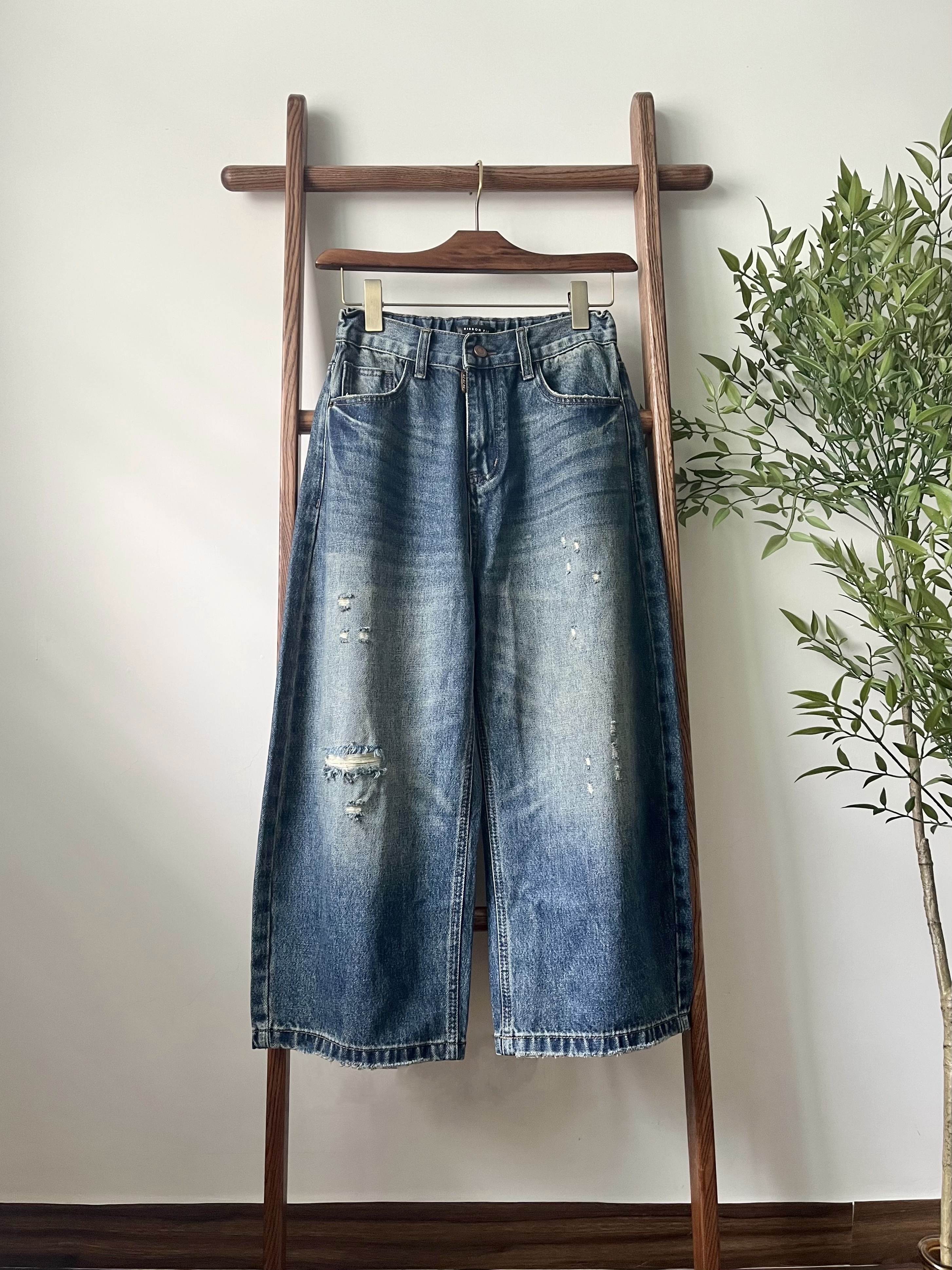 🌿洗水少爛 吊腳牛仔褲