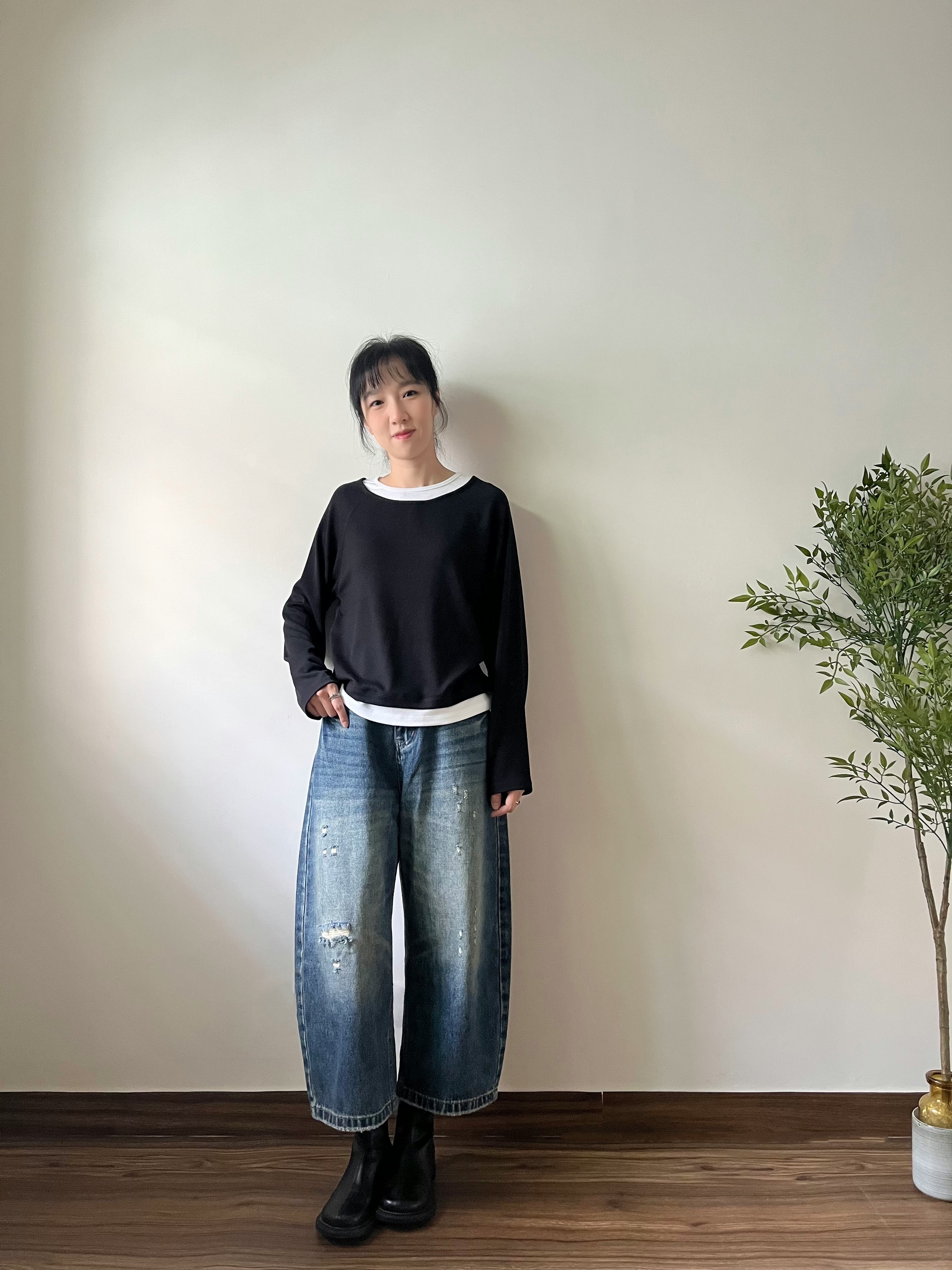 🌿洗水少爛 吊腳牛仔褲