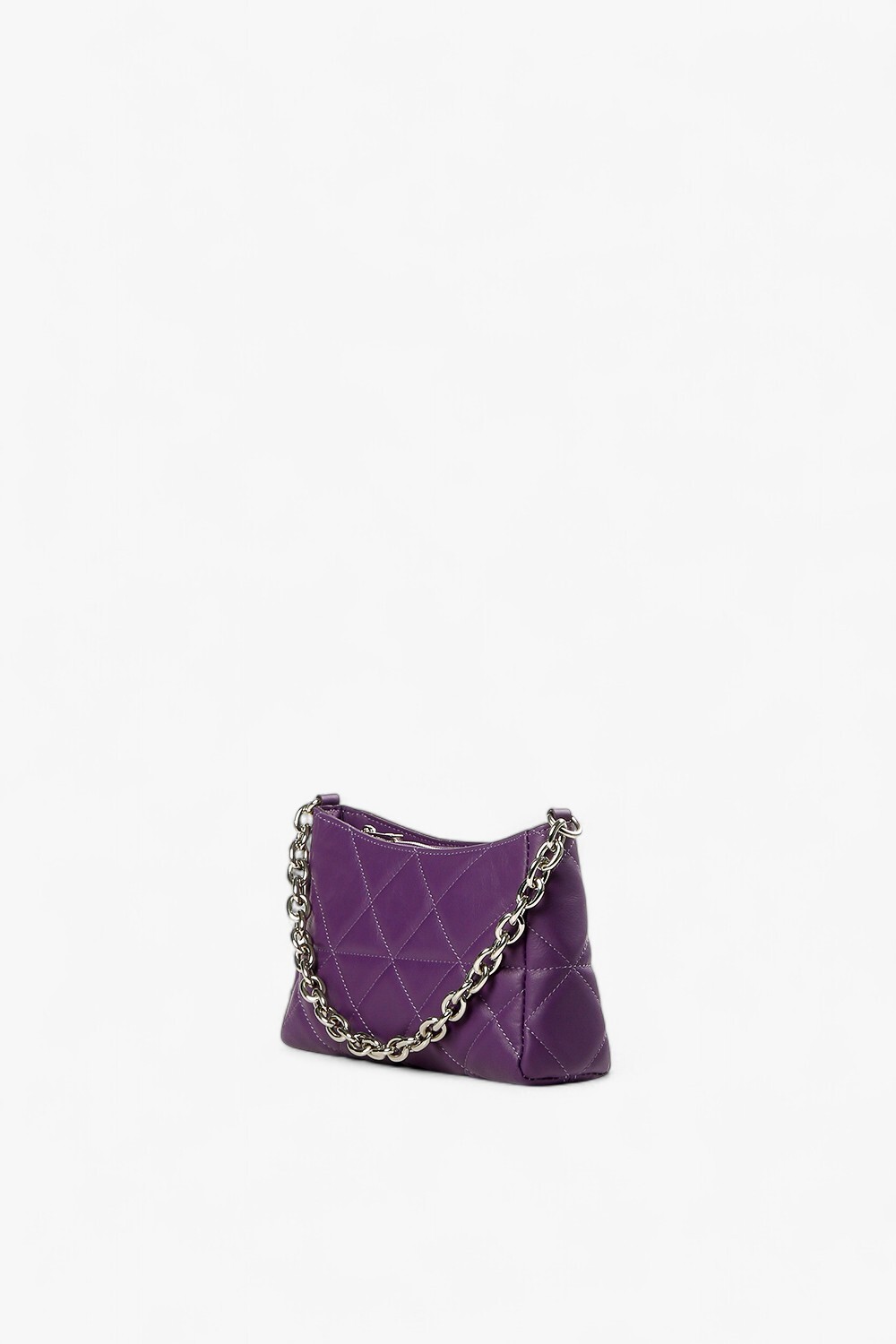 Quilt 格紋鍊條小方包 紫色