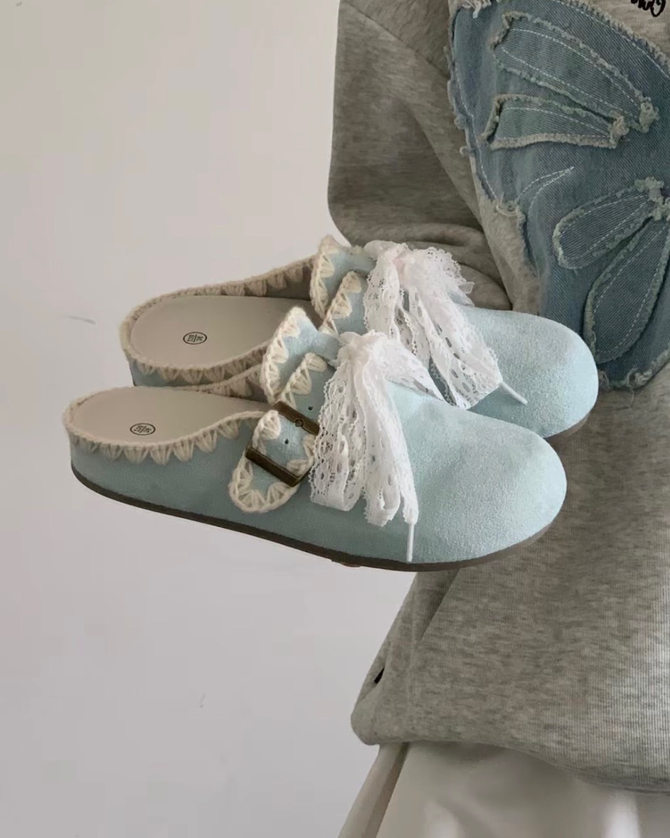 OPDFA 可愛的你 甜美 蕾絲 拖鞋 勃肯鞋 三色