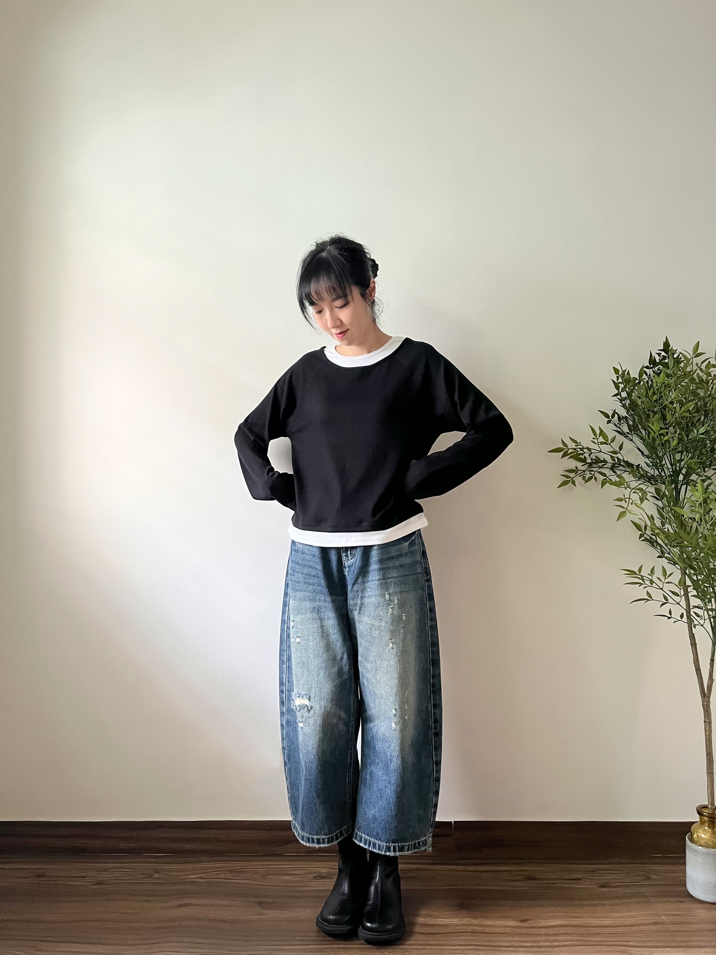 🌿仿兩件層次 長袖Tee