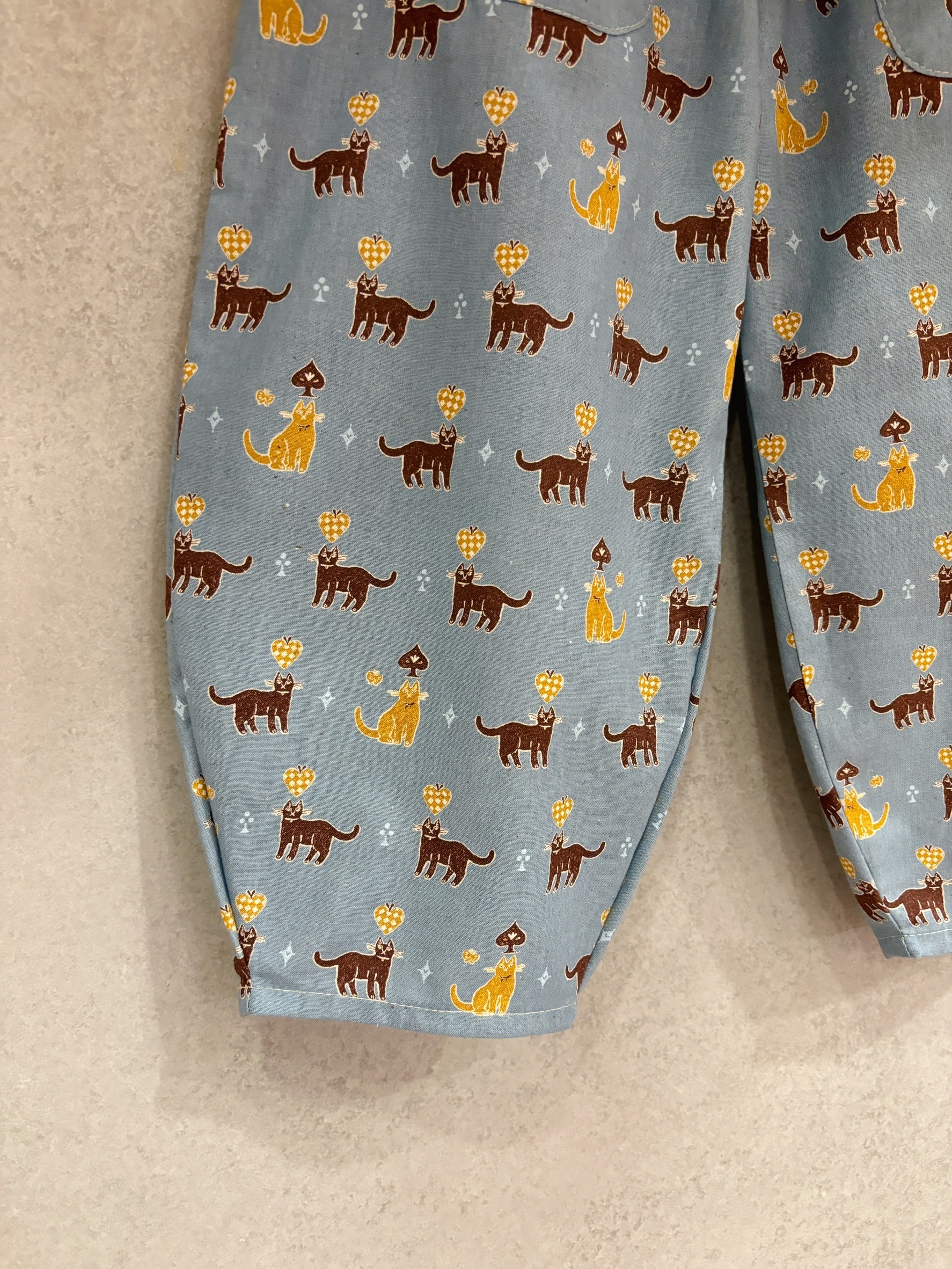 藍愛心貓 農夫褲（120）