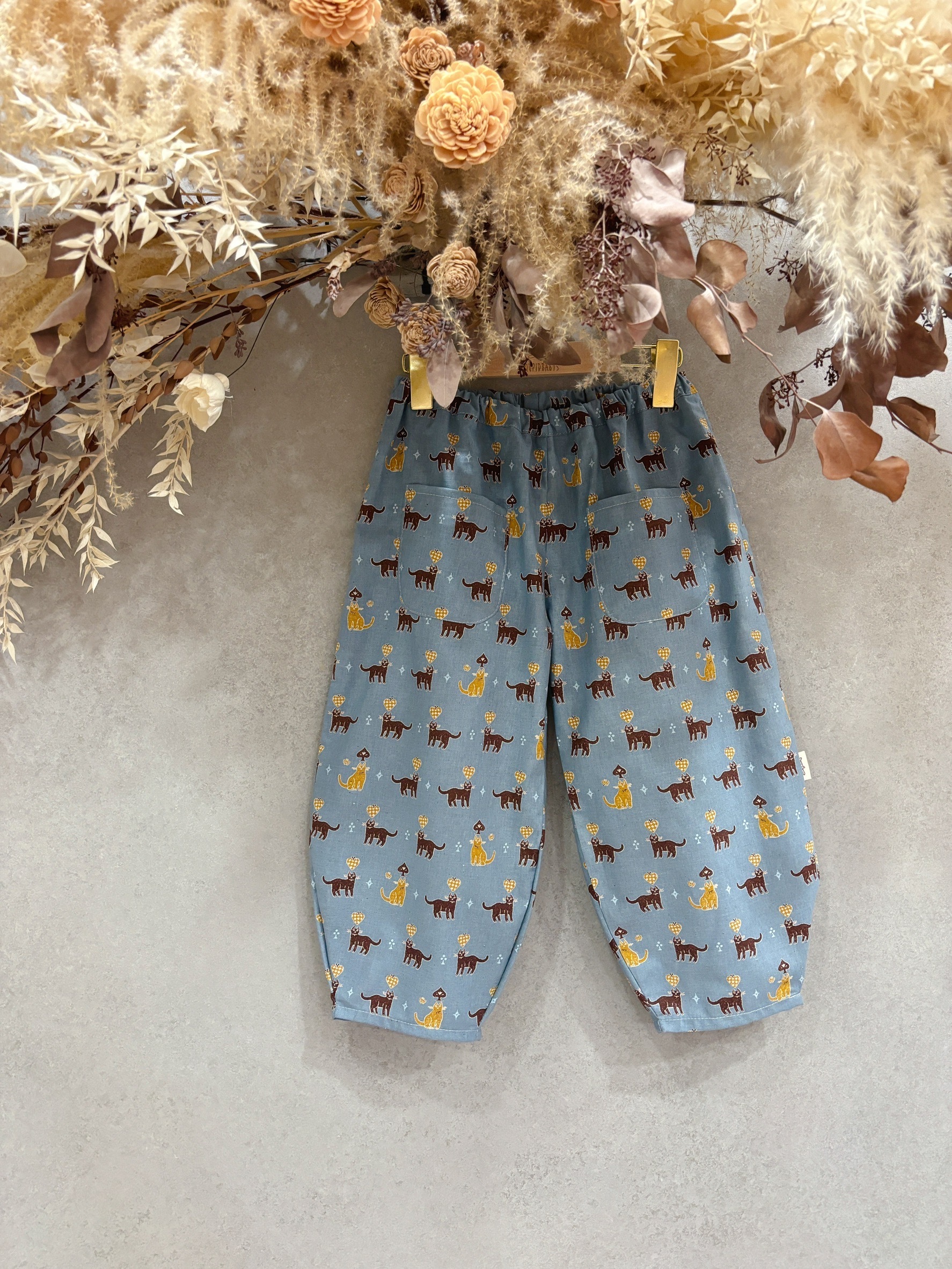 藍愛心貓 農夫褲（120）