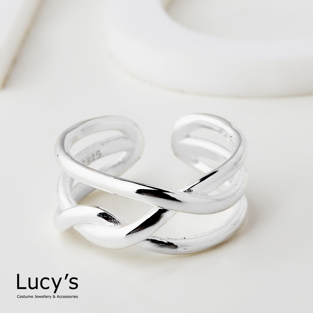 925純銀 線條交織 開口戒 (101750)