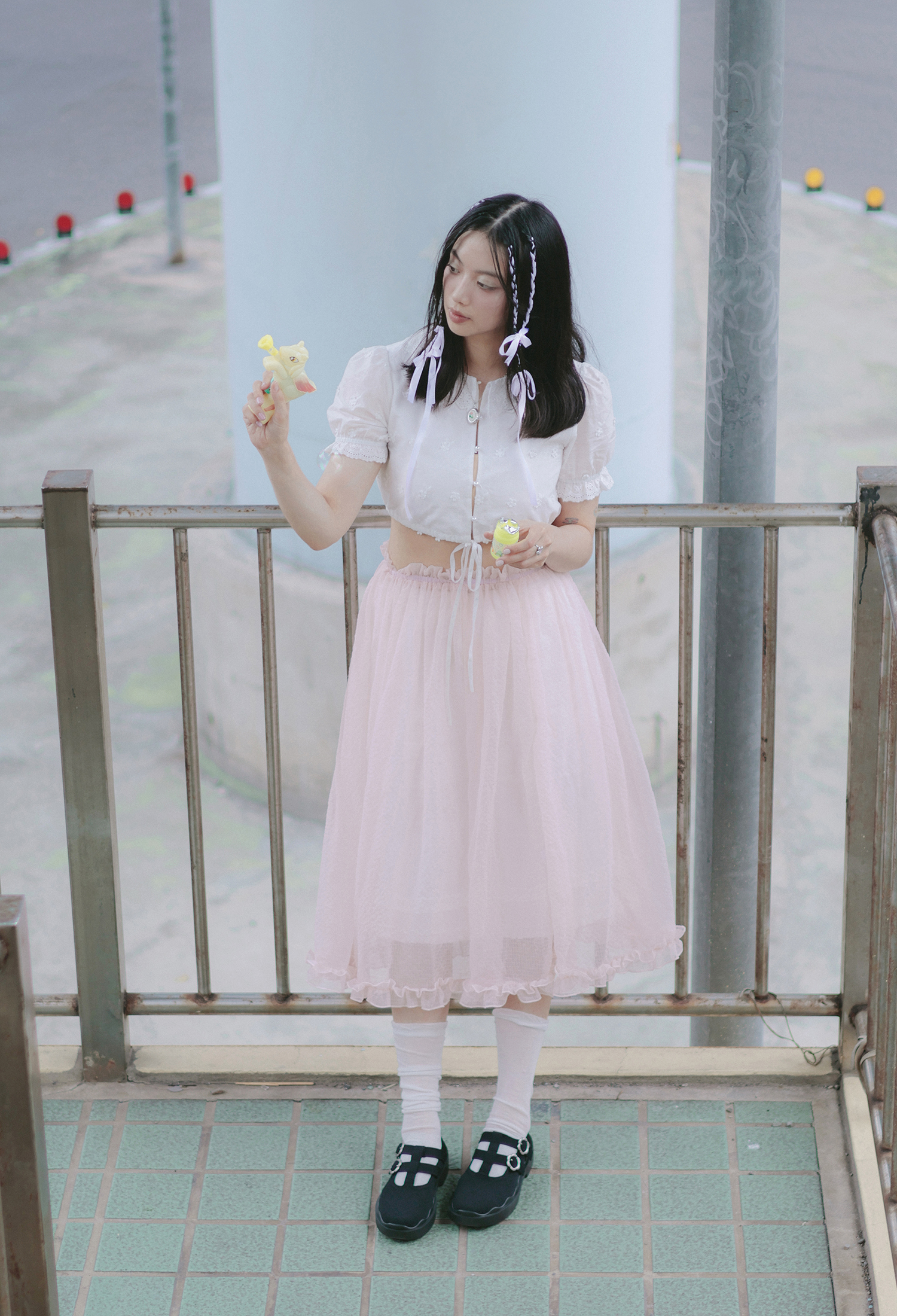 格子背心厚底鞋 經典黑