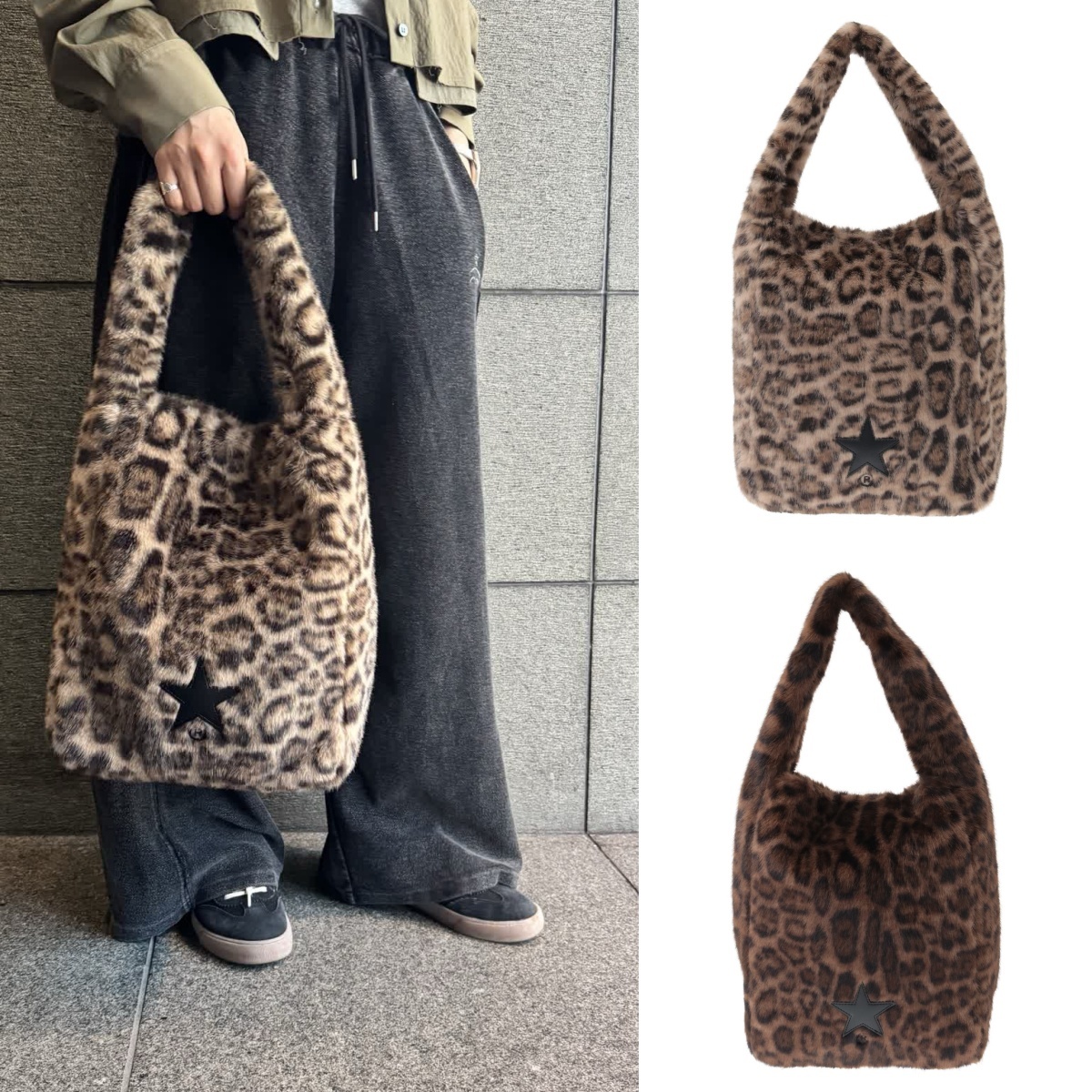 預購┃CONVERSE TOKYO ONE HANDLE LEOPARD FUR TOTE BAG 豹紋 毛毛 托特包 手提包
