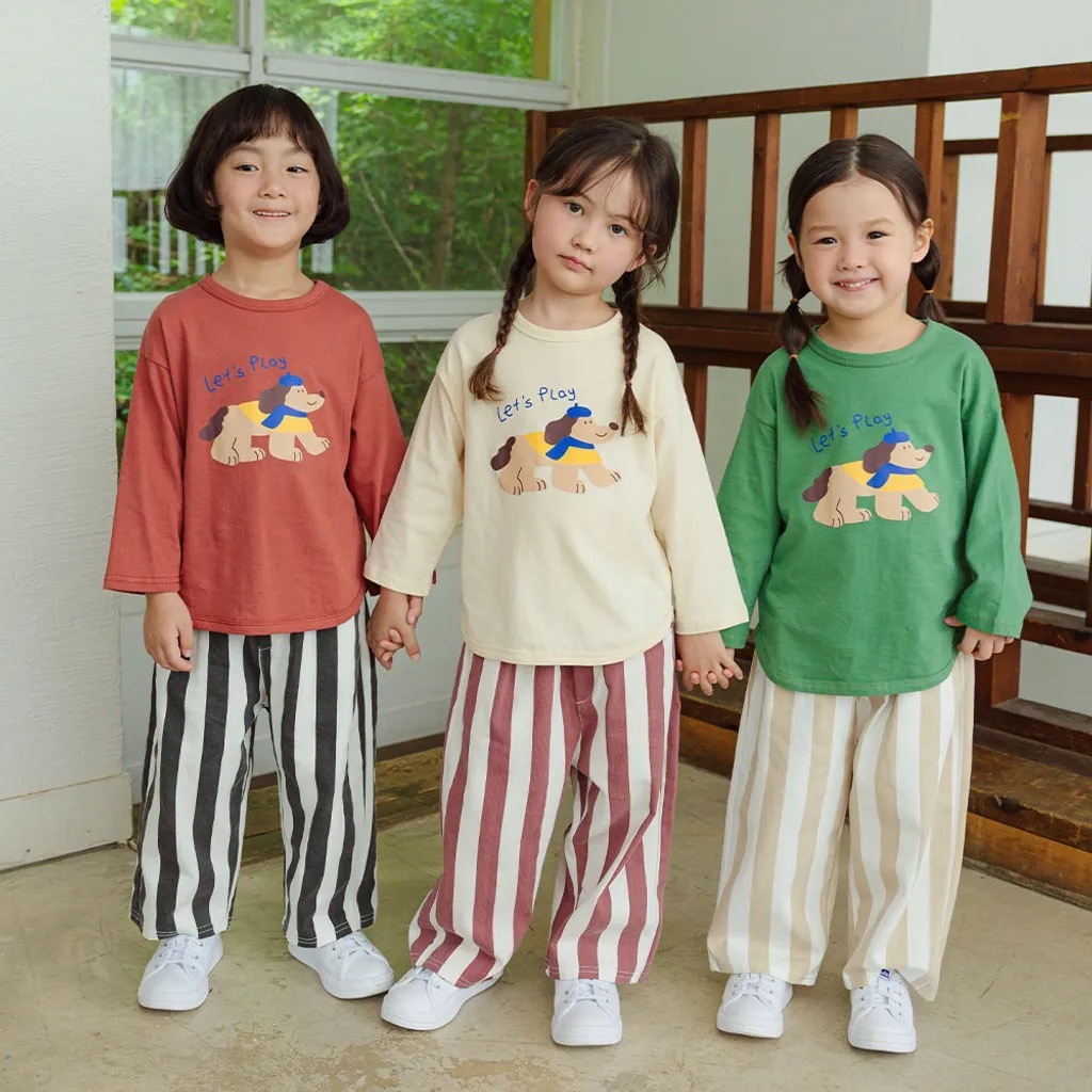 祕密童裝｜復古童趣直條長褲｜