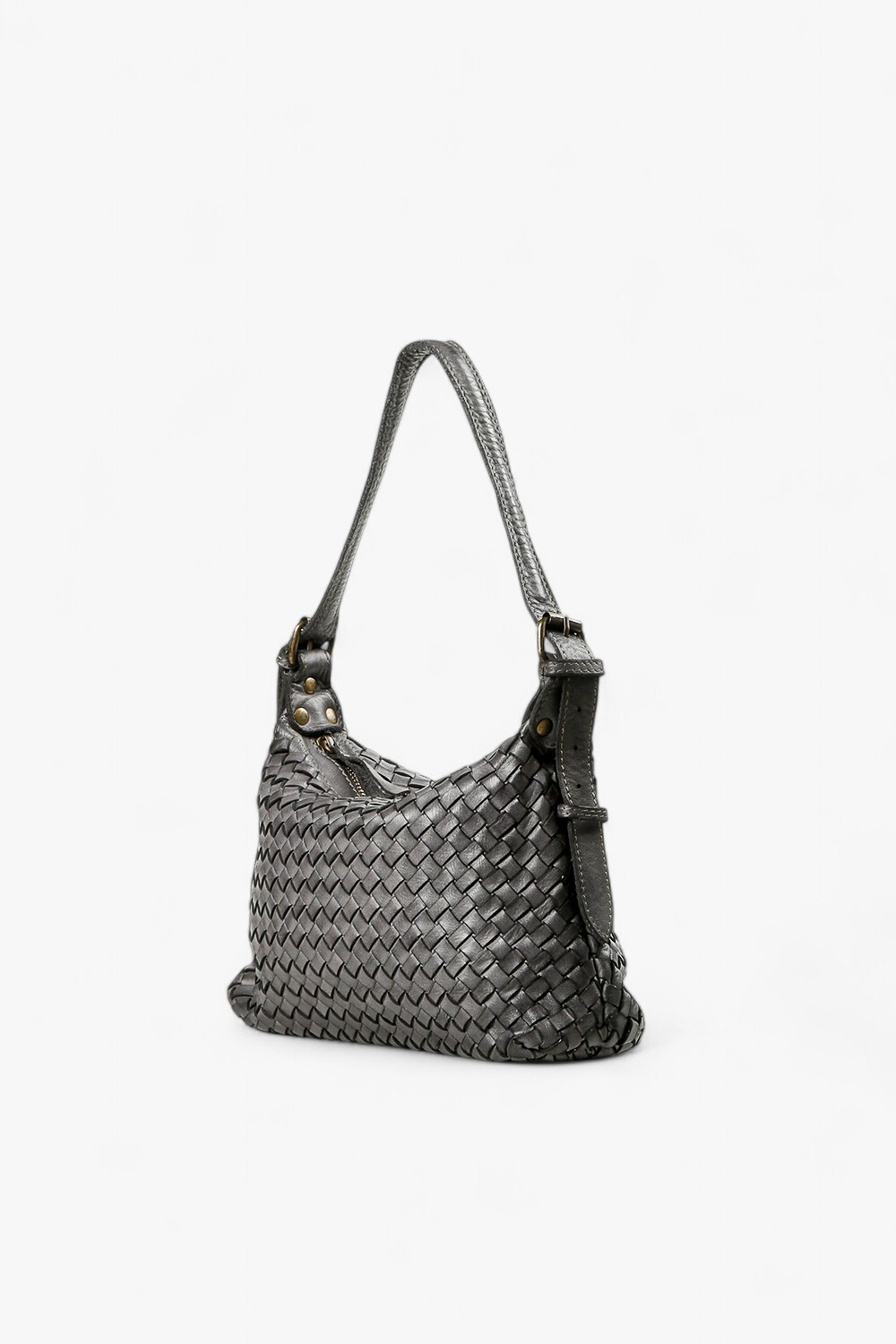 Guilia 編織付背帶小肩背包 深灰