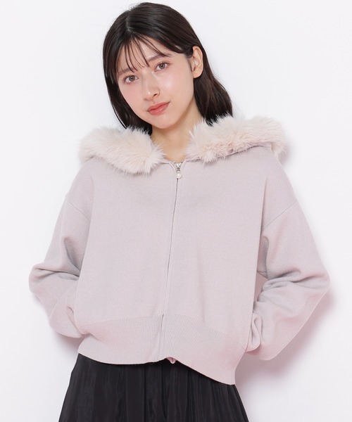 [預購]JILL by JILL STUART 毛絨連帽針織外套