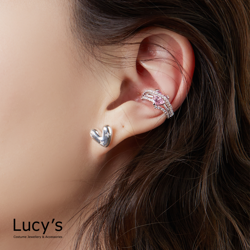 纏繞粉心 耳骨夾 (121313)