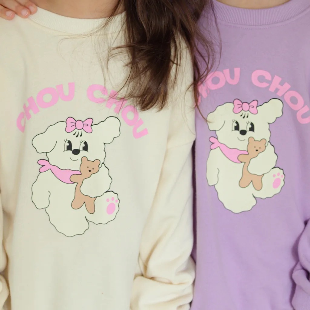 祕密童裝｜蝴蝶結泰迪犬大學T｜