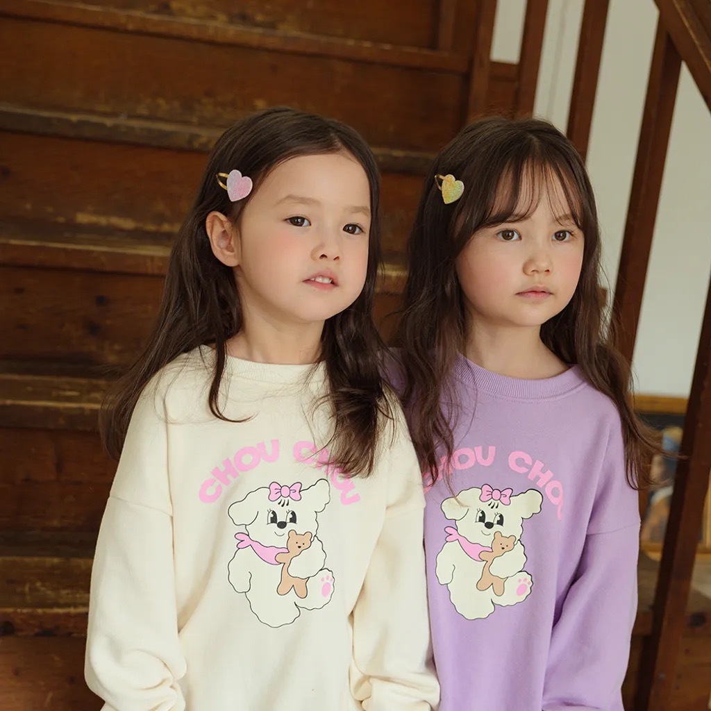 祕密童裝｜蝴蝶結泰迪犬大學T｜